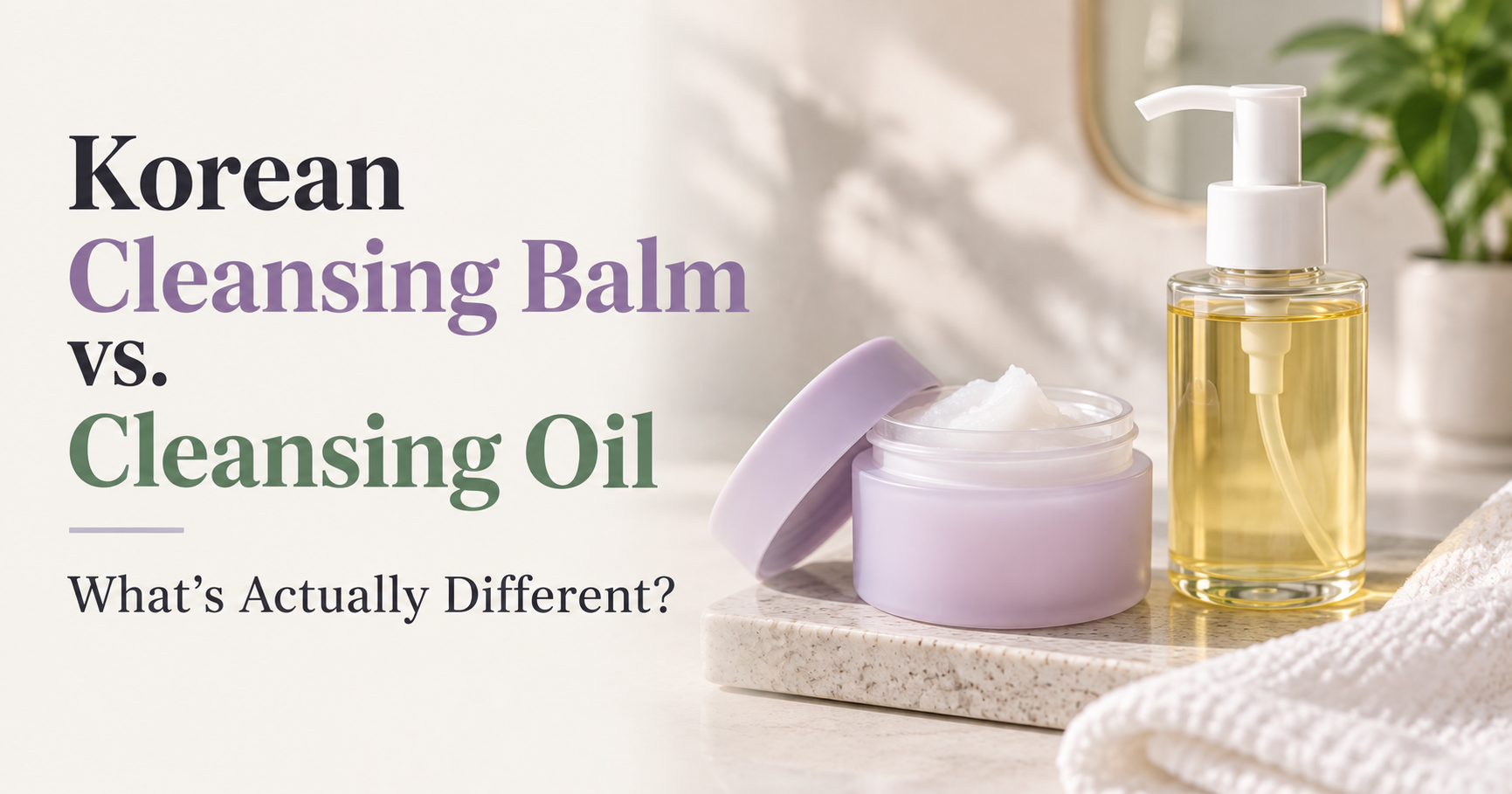 Korean cleansing balm and cleansing oil comparison with unbranded skincare products