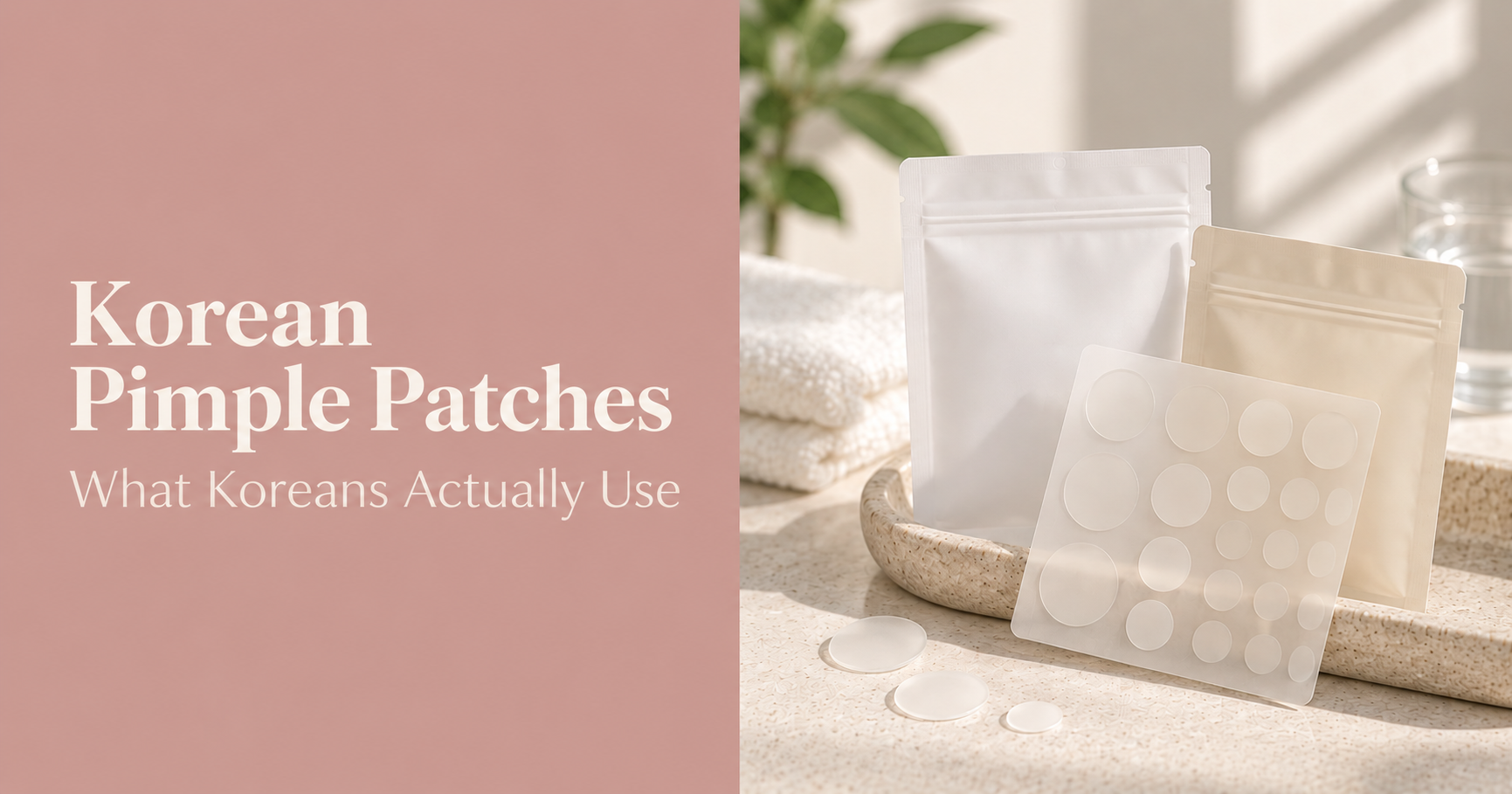 Korean pimple patches with hydrocolloid patch sheets and unbranded packaging in Korea