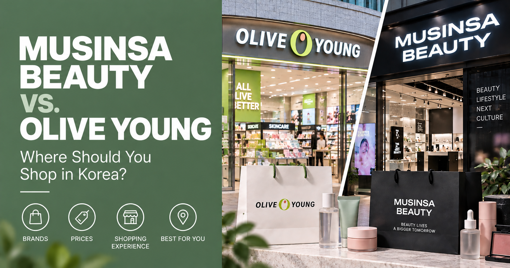 MUSINSA Beauty vs Olive Young comparison for K-beauty shopping in Korea in 2026